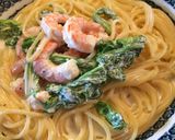 エビと菜の花のクリームパスタ作り方7写真