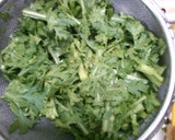 簡単　おかず　豚肉と　春菊　白滝の　煮物作り方1写真