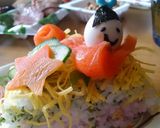 誕生日にもひな祭りにも♪お寿司ケーキ作り方7写真