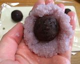 レンジで簡単！黒豆で色づけ桜餅（道明寺）作り方8写真