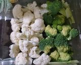 ブロッコリーとカリフラワーの味噌マヨ焼き作り方1写真