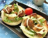 セロリとハンバーグのトースト。作り方6写真