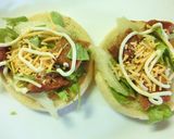 セロリとハンバーグのトースト。作り方5写真