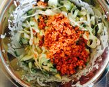 青梗菜と鮭のチヂミ風お好み焼き作り方3写真