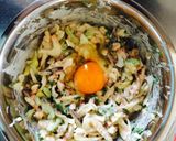 青梗菜と鮭のチヂミ風お好み焼き作り方5写真