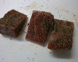 マグロの黒こしょう焼き ニンニク醤油ダレ作り方2写真