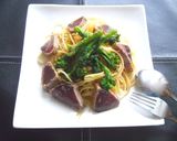 鰹のタタキと菜の花のパスタ作り方5写真