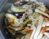 なす竹輪が入った具だくさん肉うどん作り方3写真