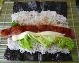 照り焼きハムとマヨの太巻き作り方2写真