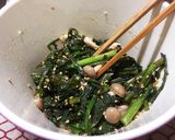 包丁・鍋いらず。春菊としめじのごま酢和え作り方7写真