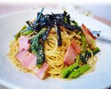 野沢菜とベーコンの大人パスタ作り方5写真