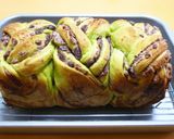 あん食パンHB生地粒あん抹茶三つ編みパン作り方24写真