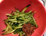 梅シソきゅうりと鶏ささみのさっぱりパスタ作り方4写真