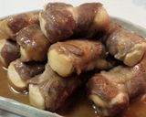 とろける柔らかさ♪豚しゃぶ肉巻き豆腐作り方3写真