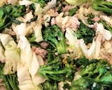 甘辛肉味噌★キャベツとブロッコリ炒め作り方3写真