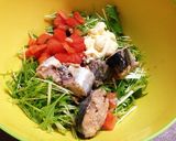 鯖缶で水菜と鯖のサラダ作り方3写真