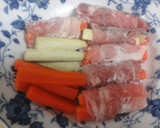簡単すぎる人参と茄子の豚肉巻き甘酢餡かけ作り方3写真