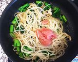 栄養♡美味♡菜の花と蓮根と明太子のパスタ作り方5写真