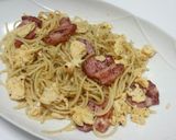 簡単！卵とベーコンとバジルのパスタ作り方9写真
