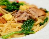 春☆菜の花とポークの白だしパスタ作り方5写真