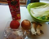 【図工料理】トマトジュースDEスープスパ作り方1写真