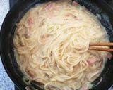 豆乳でヘルシー♪和風カルボナーラうどん作り方5写真