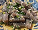 スープの素でしっかり下味♪蒟蒻のネギマヨ作り方2写真