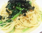 簡単！菜っぱと明太子のクリームパスタ！作り方10写真