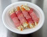 レンジで簡単！野菜の豚肉巻き蒸し作り方3写真
