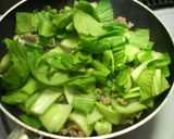 ピリ辛★チンゲン菜と豚の挽肉丼作り方2写真