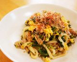 ふわふわ卵♡春菊と豚バラの焼きうどん♡作り方6写真
