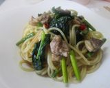 鴨肉とほうれん草のペペロンチーノ作り方9写真