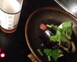 焼きなすの煎り酒蒸し（梅とセロリ葉）作り方2写真