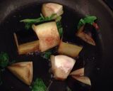 焼きなすの煎り酒蒸し（梅とセロリ葉）作り方3写真