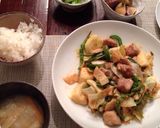 焼きなすの煎り酒蒸し（梅とセロリ葉）作り方4写真