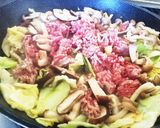 春キャベツと挽肉とインゲン豆の炒め物作り方2写真