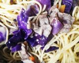 紫キャベツと豚肉のおろしポン酢バスタ作り方14写真