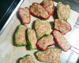 おからでヘルシー＊緑と赤ピーマンの肉詰め作り方6写真