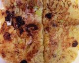 四角☆フライパンお皿お好み焼きタコ残り作り方4写真