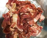 ジューシー肉と春菊の炒め物♡作り方1写真