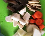 胡麻油でこっくり☆根菜の煮物作り方1写真
