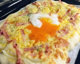 簡単!温玉 カルボナーラ風ピザ作り方5写真