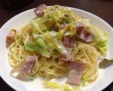 春キャベツとベーコンのクリームパスタ作り方7写真