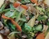 春菊入りヘルシー生姜焼き(野菜炒め風)作り方4写真
