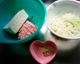 簡単♪豆腐と豚ミンチのレンチン蒸し♬作り方1写真