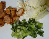 唐揚げとキャベツのねぎ塩にんにく炒め作り方1写真