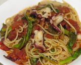 菜の花とタコのトマトソーススパ作り方6写真