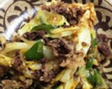 牛コマ肉と厚揚げキャベツの簡単炒め作り方5写真