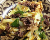 牛コマ肉と厚揚げキャベツの簡単炒め作り方5写真