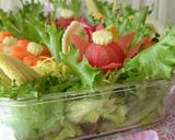 お花畑のペペロンチーノ風サラダ作り方2写真